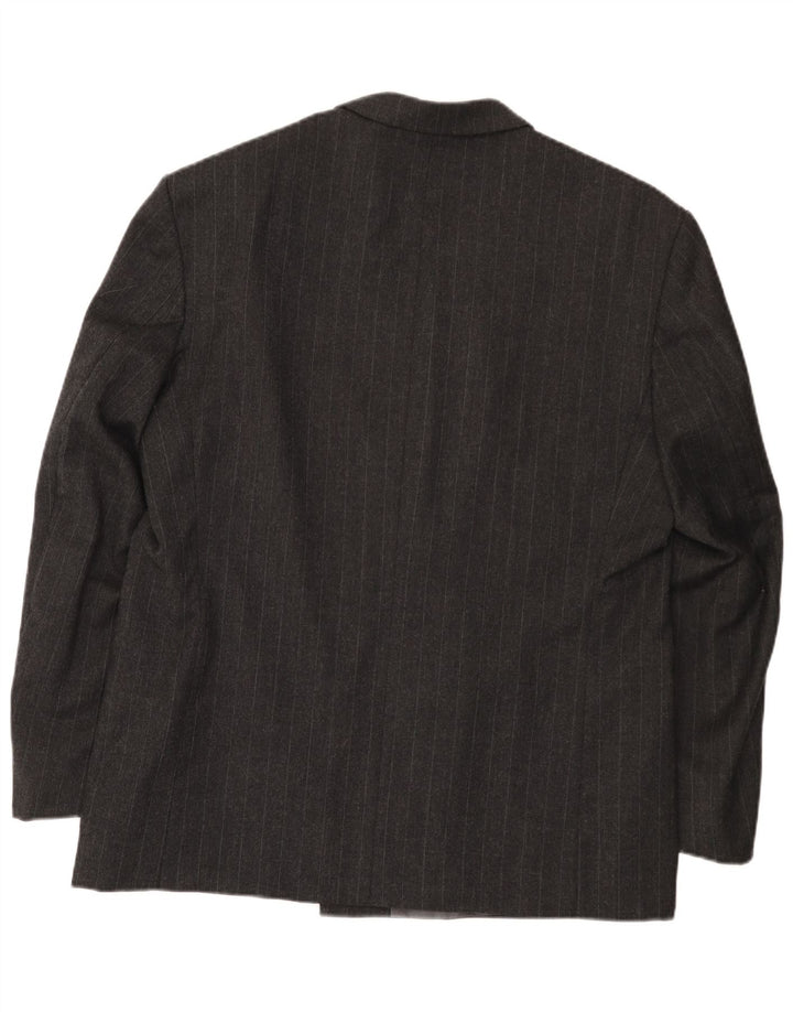 Vintage męska marynarka dwurzędowa EU 54 2XL szara wełna w prążki