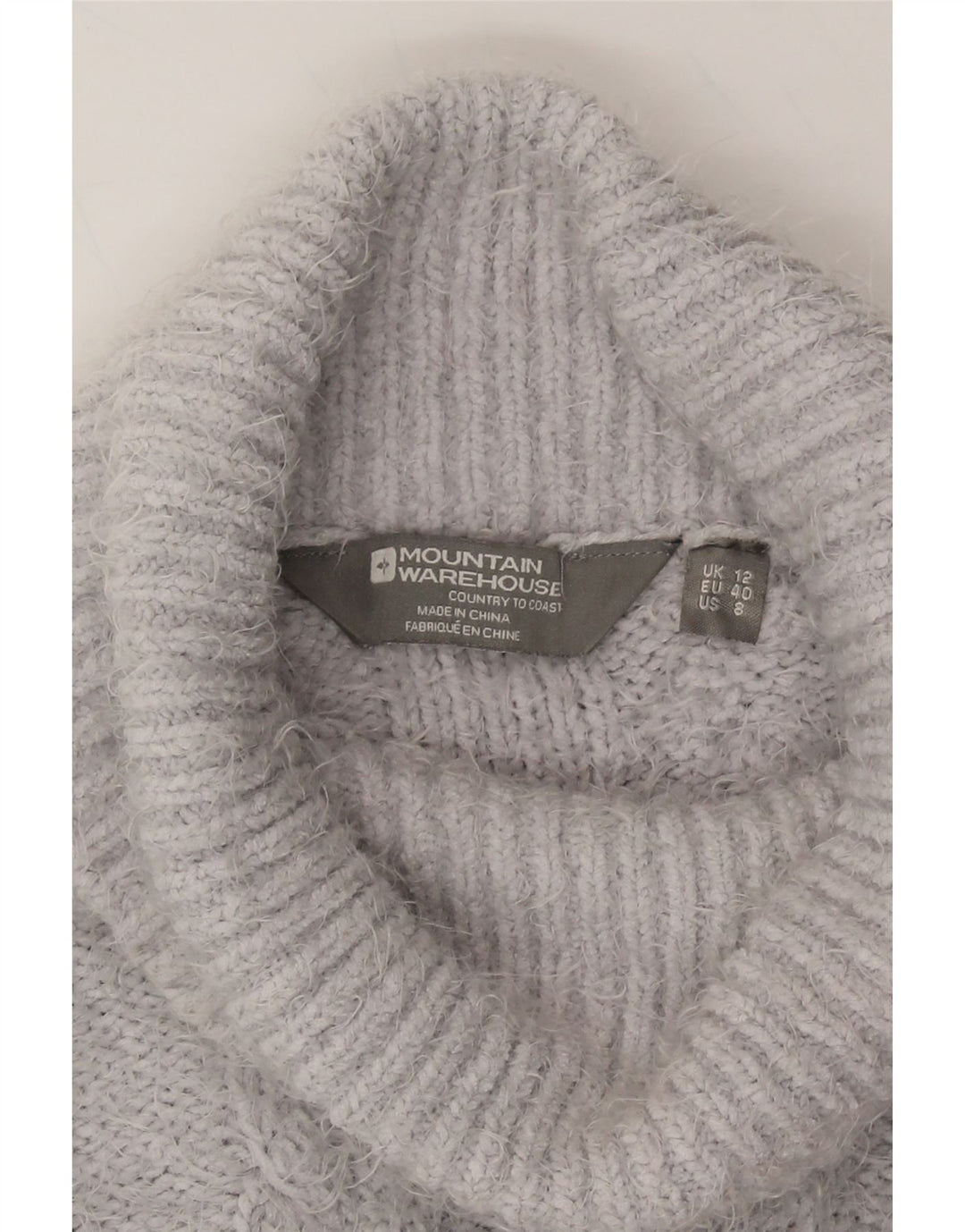 MOUNTAIN WAREHOUSE Womens Roll Neck Jumper Sweater UK 12 Medium  Grey Vintage Mountain Warehouse and Second-Hand Mountain Warehouse from Messina Hembry 