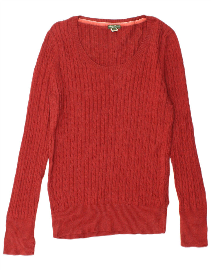 EDDIE BAUER Damski sweter z dekoltem w kształcie łódki, UK 12, średni czerwony