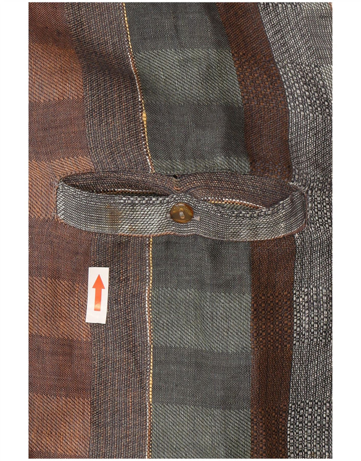 Vintage męska koszula pulowerowa z krótkim rękawem XL, wielokolorowa lniana krata