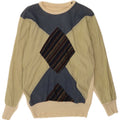Męski sweter w stylu vintage z dekoltem w łódkę, mały, wielobarwny, wykonany z tkaniny argyle/diament