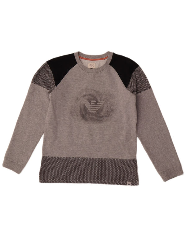 Bluza dziewczęca Armani Junior z grafiką 11-12 lat, szary, blok kolorów