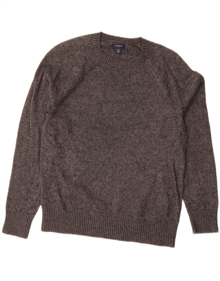 J. CREW Męski sweter z okrągłym dekoltem, średnioszary, nakrapiany poliamid