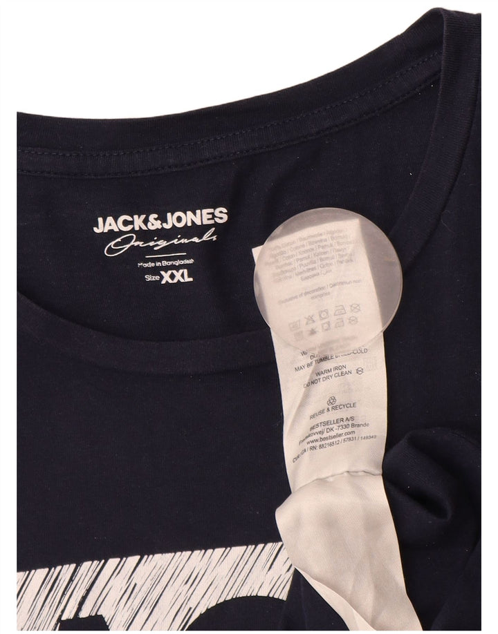 Męska koszulka z grafiką JACK & JONES, 2XL, granatowa, bawełniana
