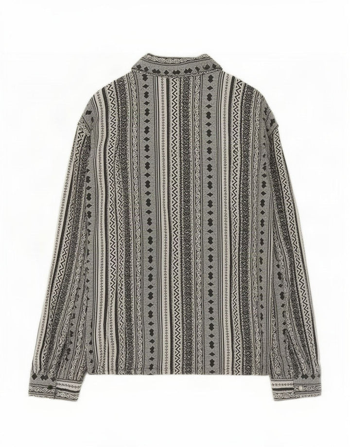 Koszula męska w stylu vintage, duża, szara, wiskoza w paski