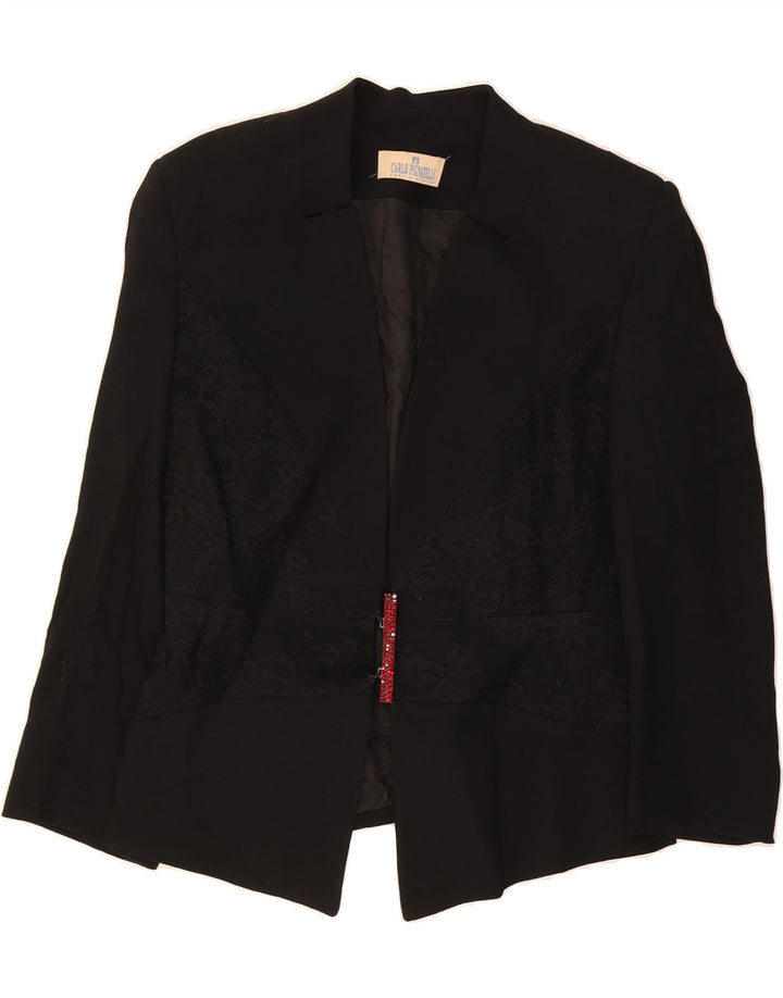 CARLO PIGNATELLI Womens Blazer Jacket UK 12 Medium Black Wool Vintage Carlo Pignatelli and Second-Hand Carlo Pignatelli from Messina Hembry 