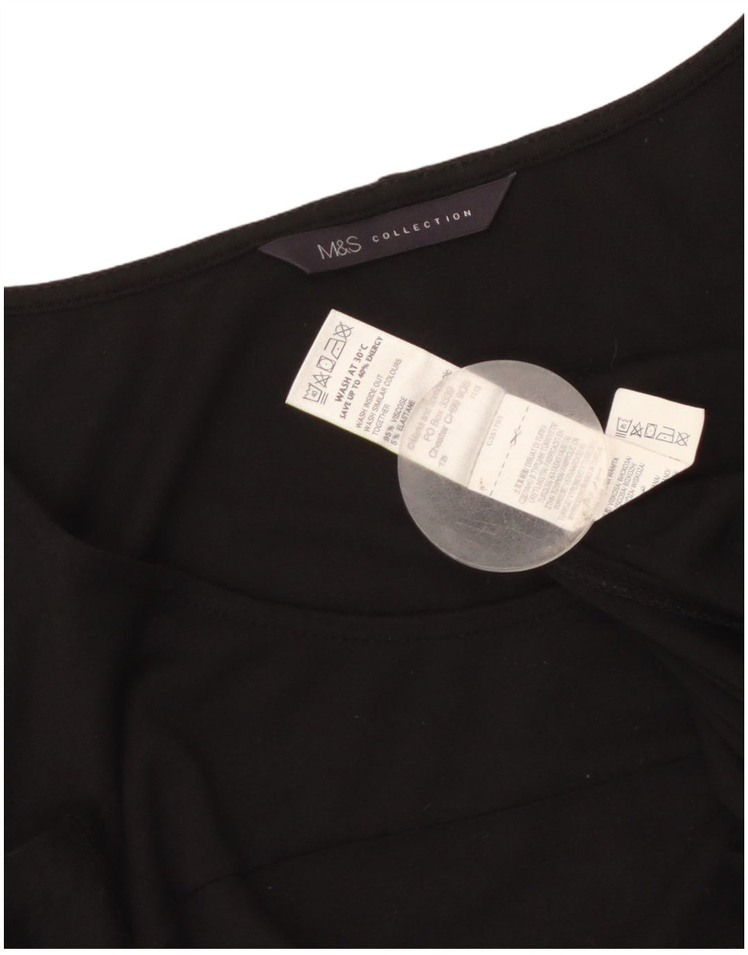 Marks & Spencer Damska sukienka o linii A z rękawem 3/4 UK 8 Small, czarna wiskoza