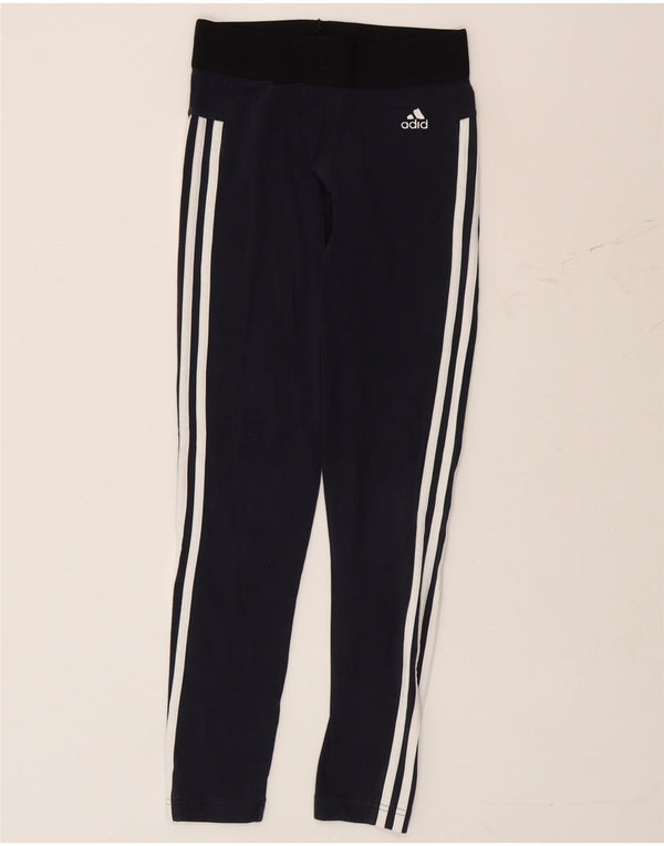 Legginsy damskie Adidas UK 4/6 XS Granatowa bawełna z blokami kolorów