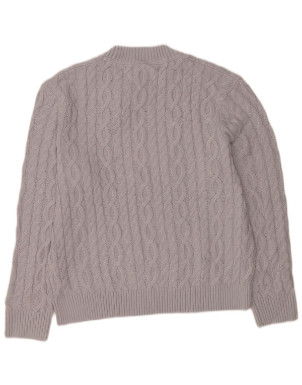 Męski sweter Tommy Hilfiger z graficznym wycięciem pod szyją, średni fiolet, bawełna