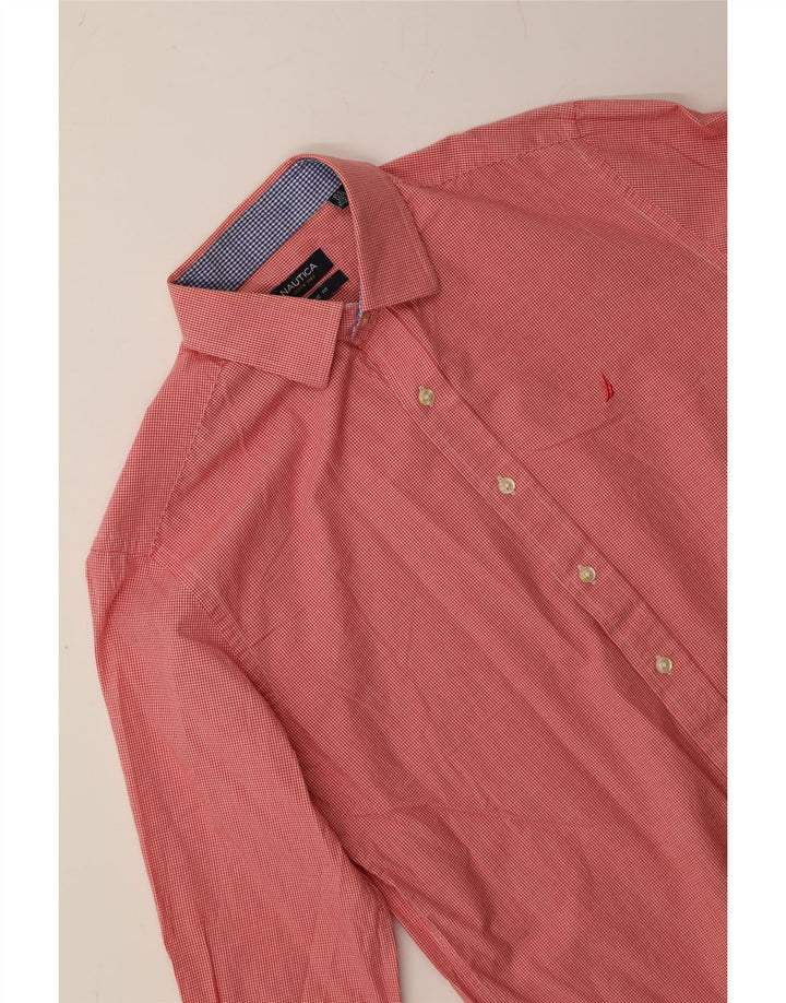NAUTICA Mens Shirt Size 15 1/2 Medium Pink Gingham Vintage Nautica and Second-Hand Nautica from Messina Hembry 
