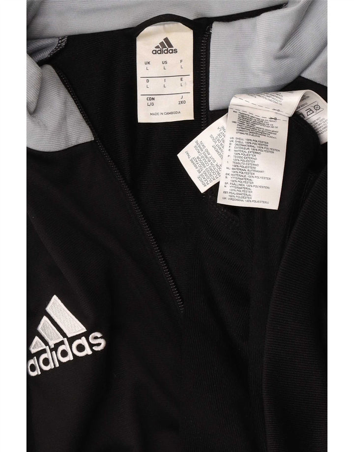 Adidas Męska bluza dresowa, duża, czarna, z blokami kolorów, poliester