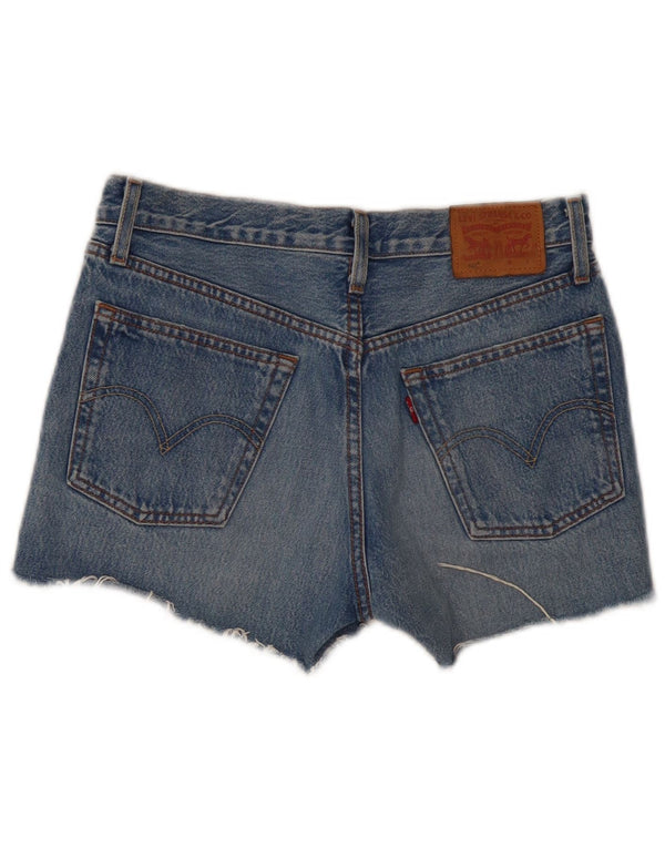 LEVI'S Womens 501 Distressed Denim Shorts W26 Small Blue Cotton