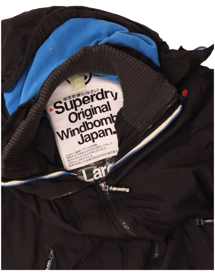 Męska kurtka wiatrówka z kapturem Superdry Windbomber UK 40, duża czarna