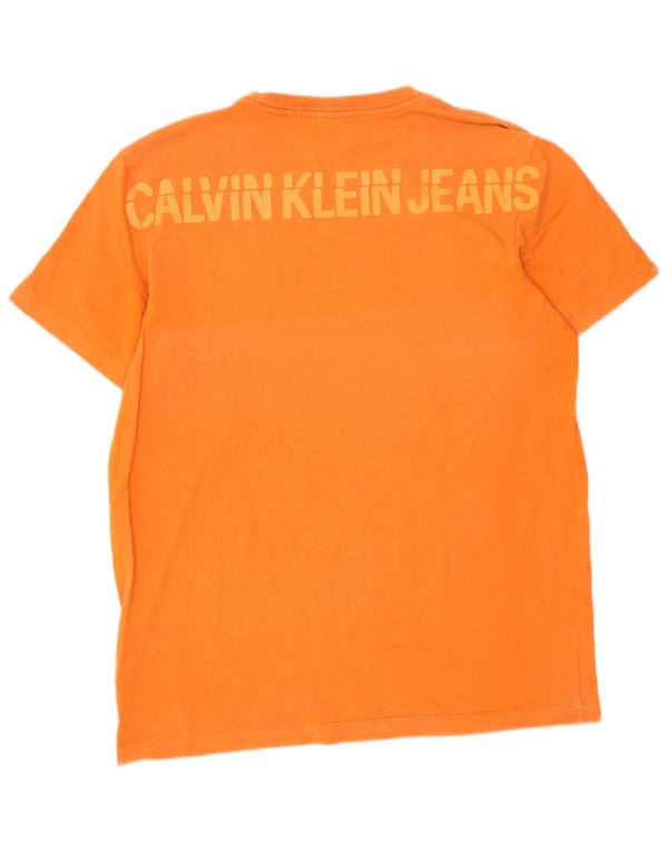 Męska koszulka z grafiką Calvin Klein Jeans, XL, pomarańczowa, bawełniana