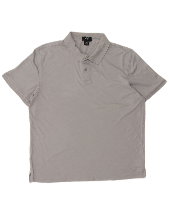 Męska koszulka polo CALVIN KLEIN, duża, szara, bawełniana