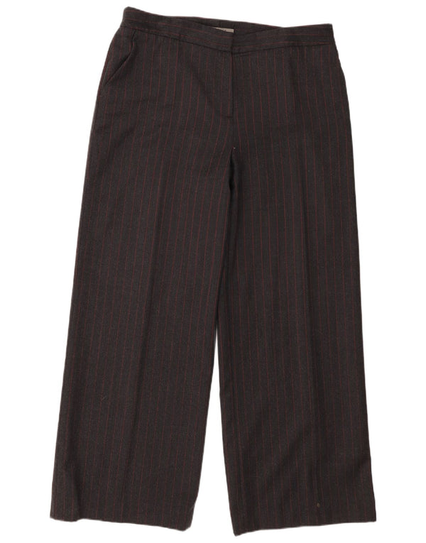 Damskie spodnie codzienne Jaeger z szerokimi nogawkami UK 16 Large W36 L29 Szare paski