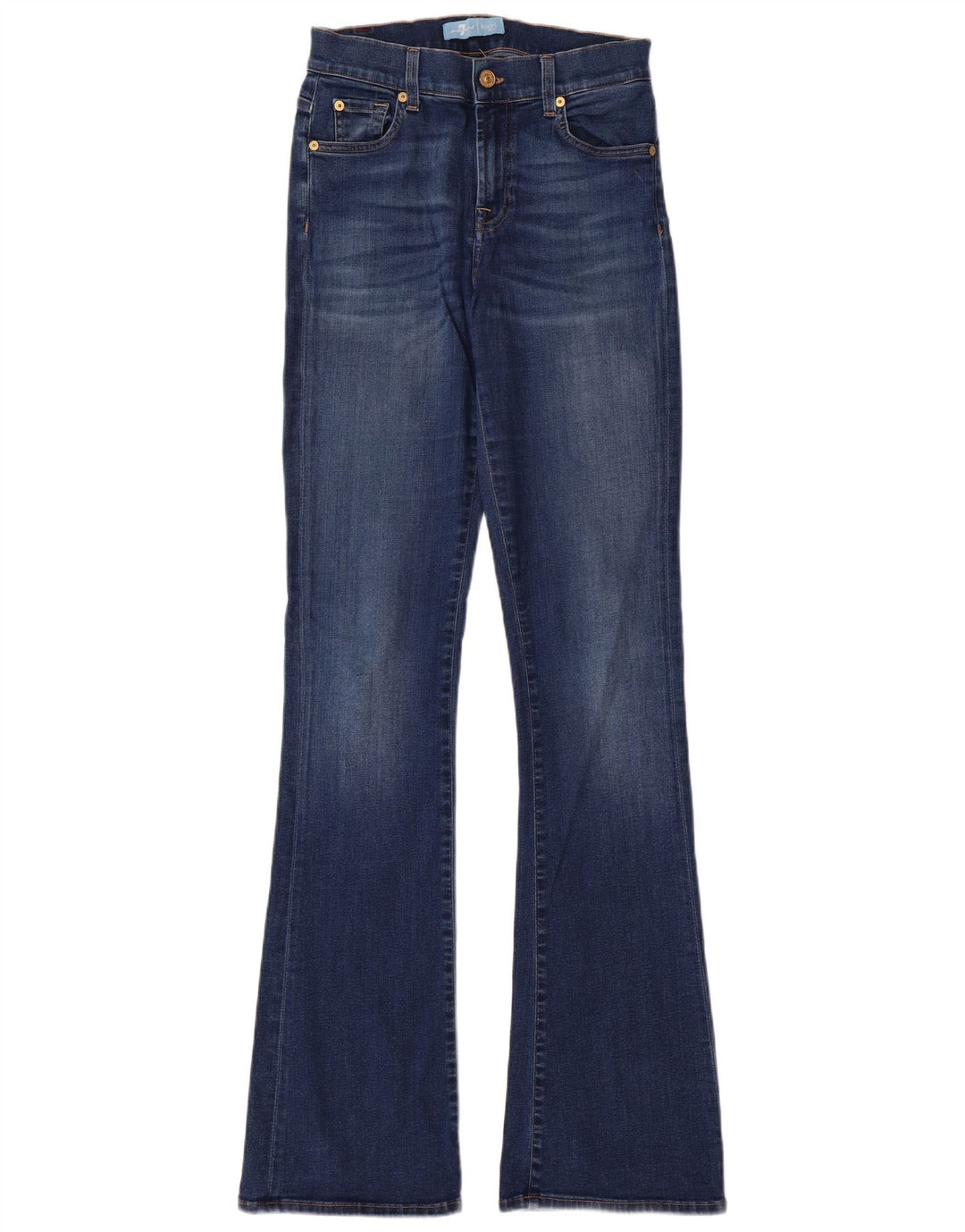 7 FOR ALL MANKIND Damskie jeansy rozkloszowane W26 L35 Niebieska bawełna