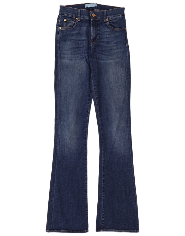 7 FOR ALL MANKIND Damskie jeansy rozkloszowane W26 L35 Niebieska bawełna