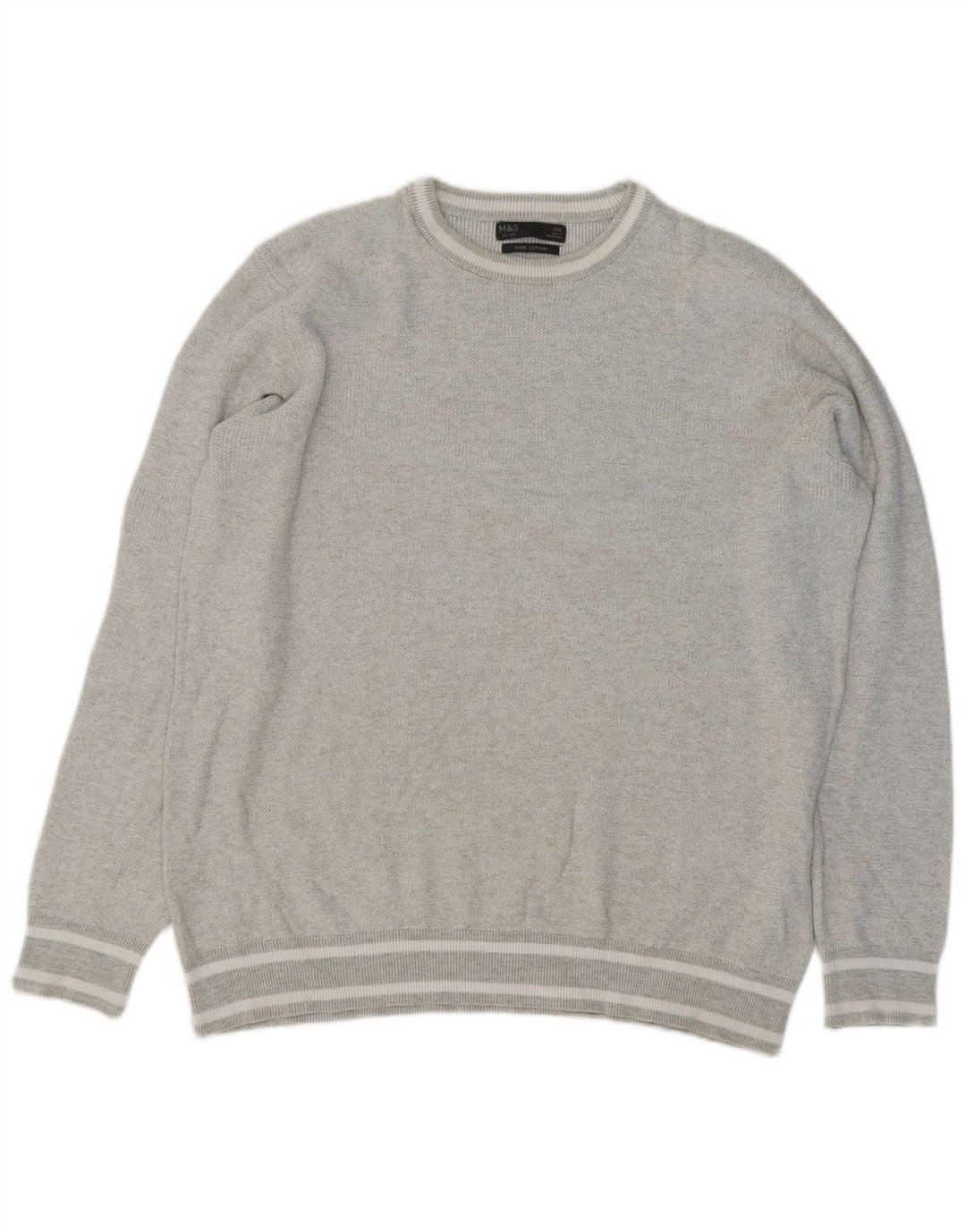 Marks & Spencer Męski sweter z okrągłym dekoltem, 2XL, szary, bawełniany