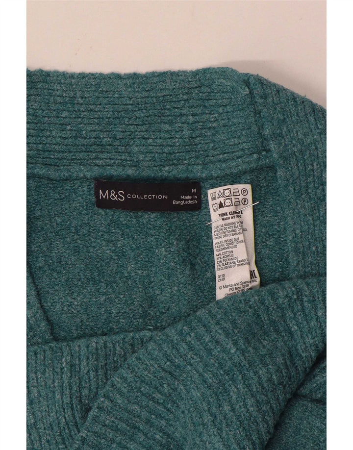 Marks & Spencer Damski sweter kardigan UK 14, średni niebieski, bawełniany