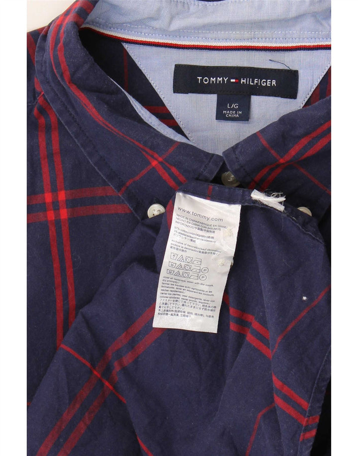 Koszula męska Tommy Hilfiger, duża, bawełniana w granatową kratę