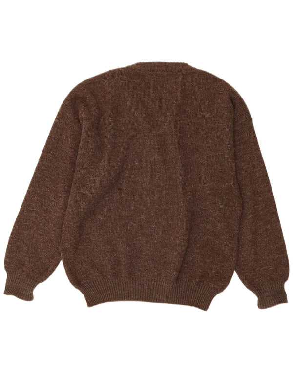 Męski sweter VINTAGE z dekoltem w kształcie litery V IT 54 XL Brązowy Argyle/Diamentowa wełna