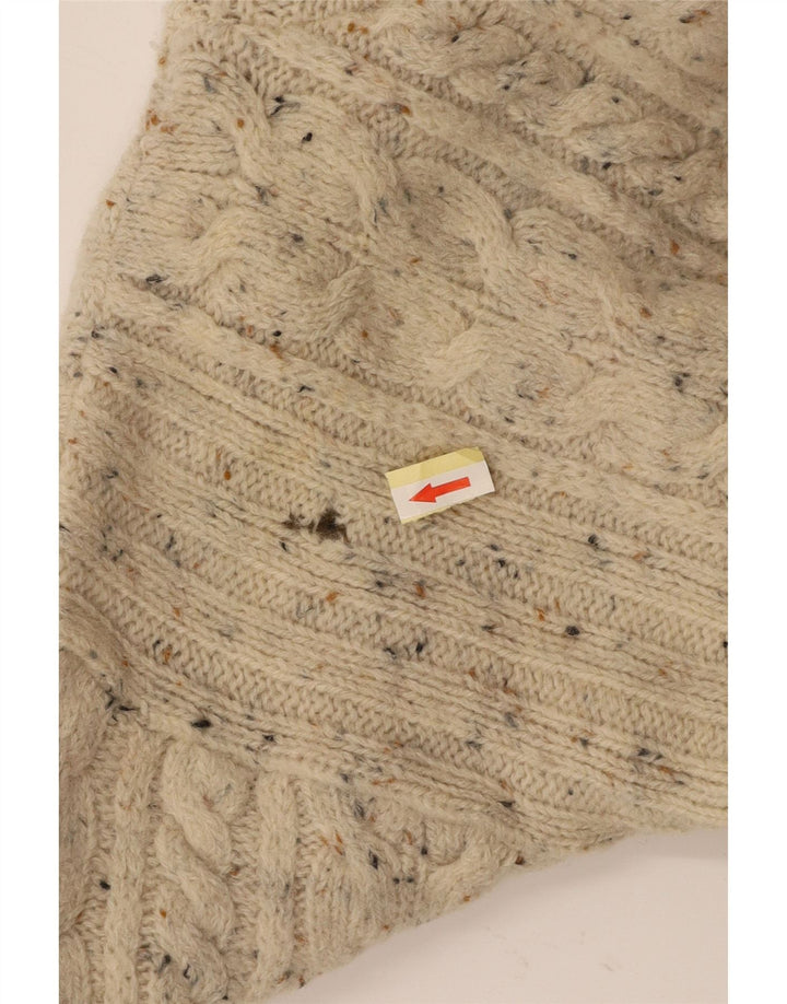 Sweter damski VINTAGE z golfem UK 18 XL w kolorze złamanej bieli, nakrapiany