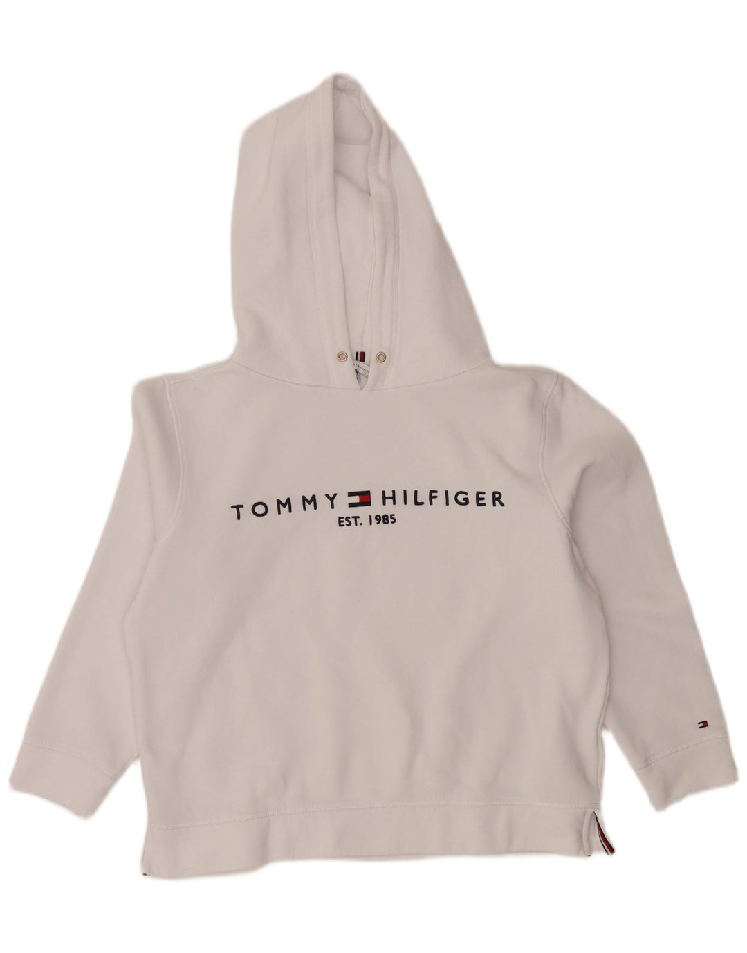 Damski sweter oversize z kapturem i grafiką TOMMY HILFIGER UK 14, średni biały