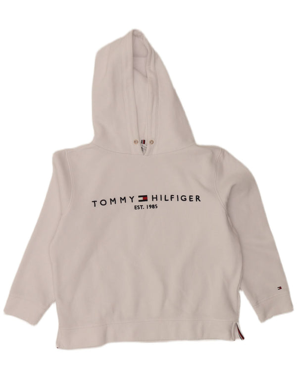 Damski sweter oversize z kapturem i grafiką TOMMY HILFIGER UK 14, średni biały