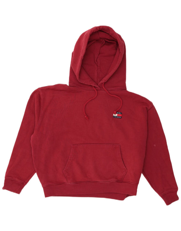 Damski sweter oversize z kapturem Tommy Hilfiger UK 14, duży, bordowy, bawełniany
