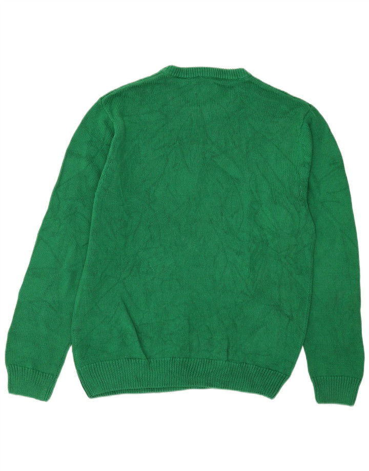 Męski sweter z wycięciem pod szyją Chaps, duży, zielony, bawełniany
