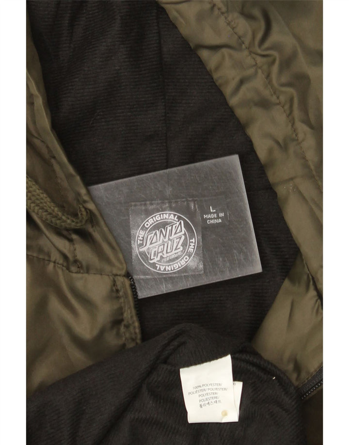 Męska kurtka bomber z kapturem i grafiką Santa Cruz, UK 40, duży poliester khaki