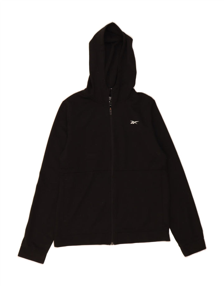 REEBOK Womens Zip Hoodie Sweater UK 14 Medium Black Colourblock Vintage Reebok and Second-Hand Reebok from Messina Hembry 