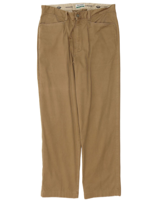DOCKERS Męskie proste spodnie w kolorze khaki W34 L30 Beżowa bawełna