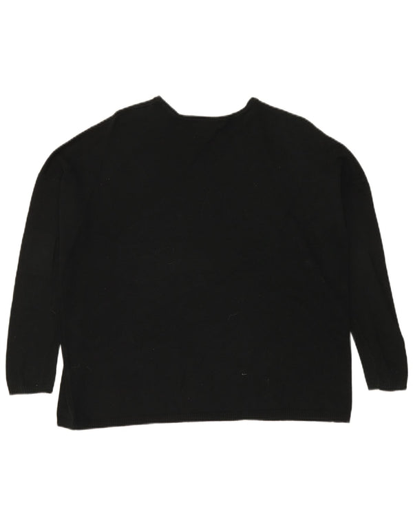 Damski sweter oversize z dekoltem w łódkę Zara UK 14, średni czarny