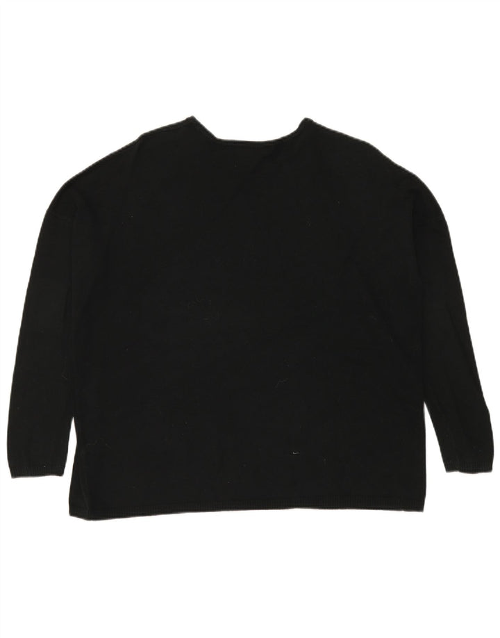 Damski sweter oversize z dekoltem w łódkę Zara UK 14, średni czarny