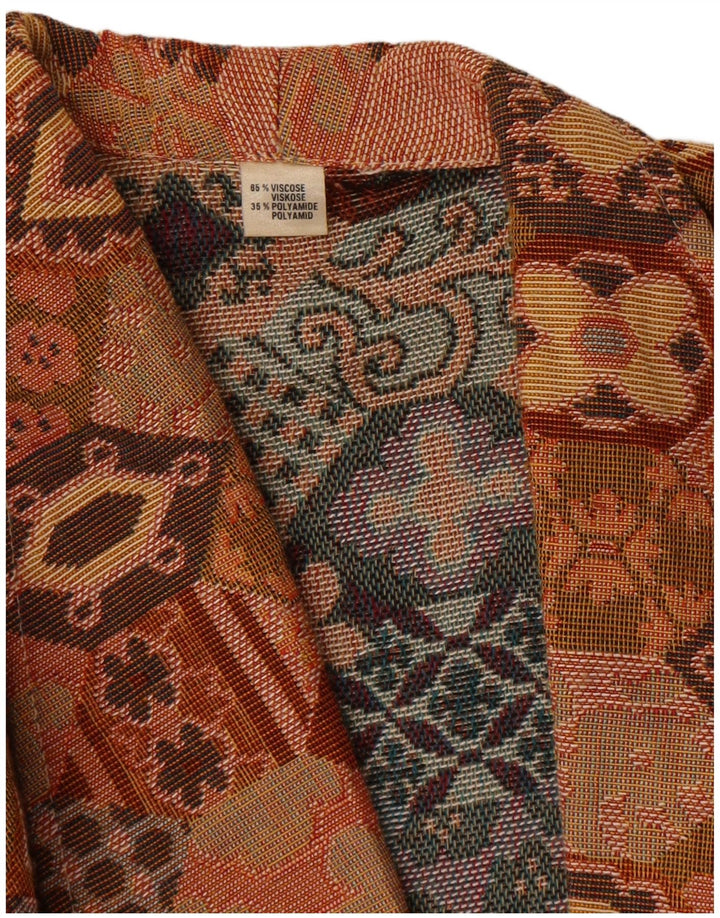 Damska marynarka w stylu vintage, krótka, UK 14, średnio brązowa, geometryczna