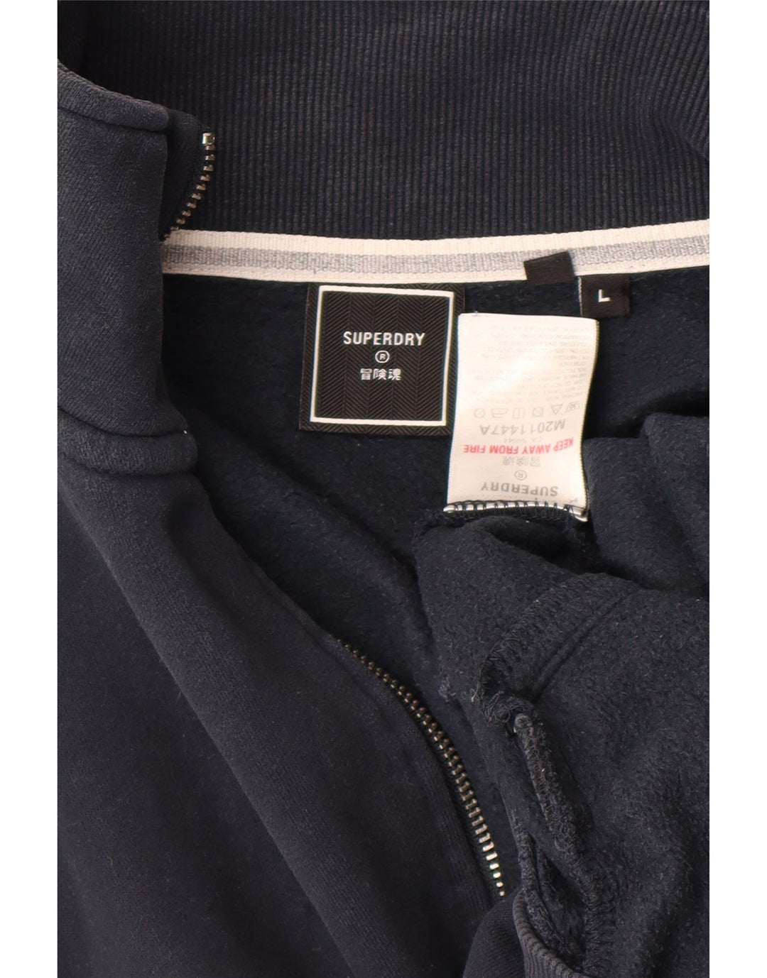 SUPERDRY Damska kurtka dresowa UK 16, duża, granatowa, bawełniana