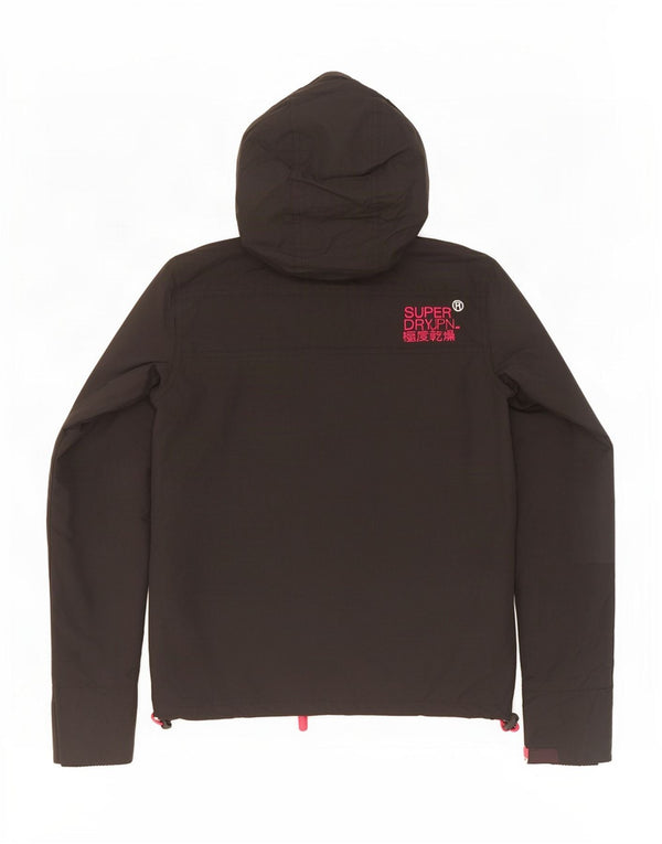 Damska kurtka przeciwdeszczowa z kapturem i wiatrówką Superdry UK 6 XS, czarny nylon