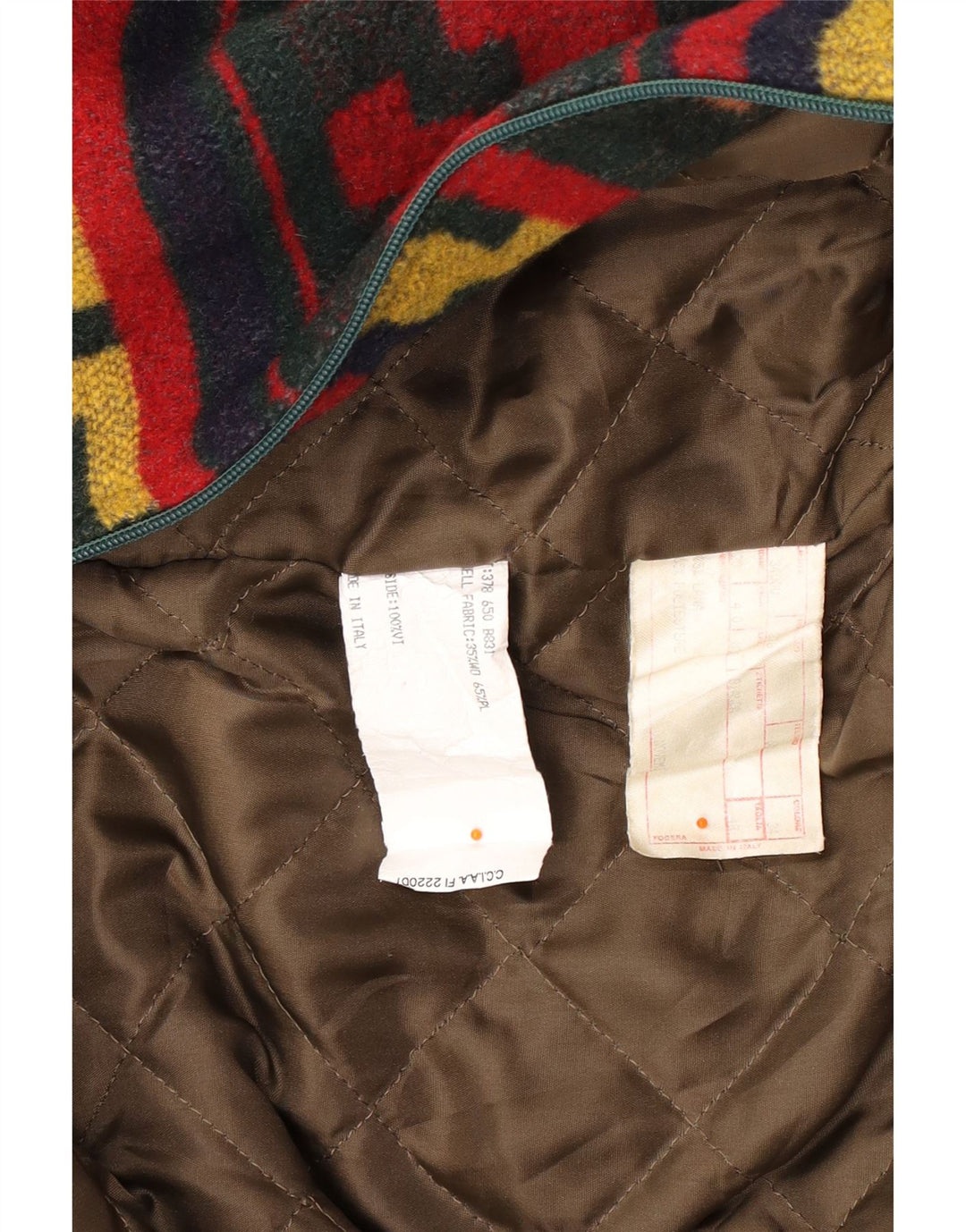 Męska kurtka Utility Vintage UK 40, duża, wielobarwna, geometryczna wełna