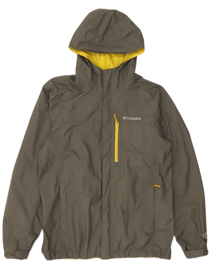 Męska kurtka przeciwdeszczowa z kapturem COLUMBIA Omni-Tech UK 40, duża, nylon w kolorze khaki