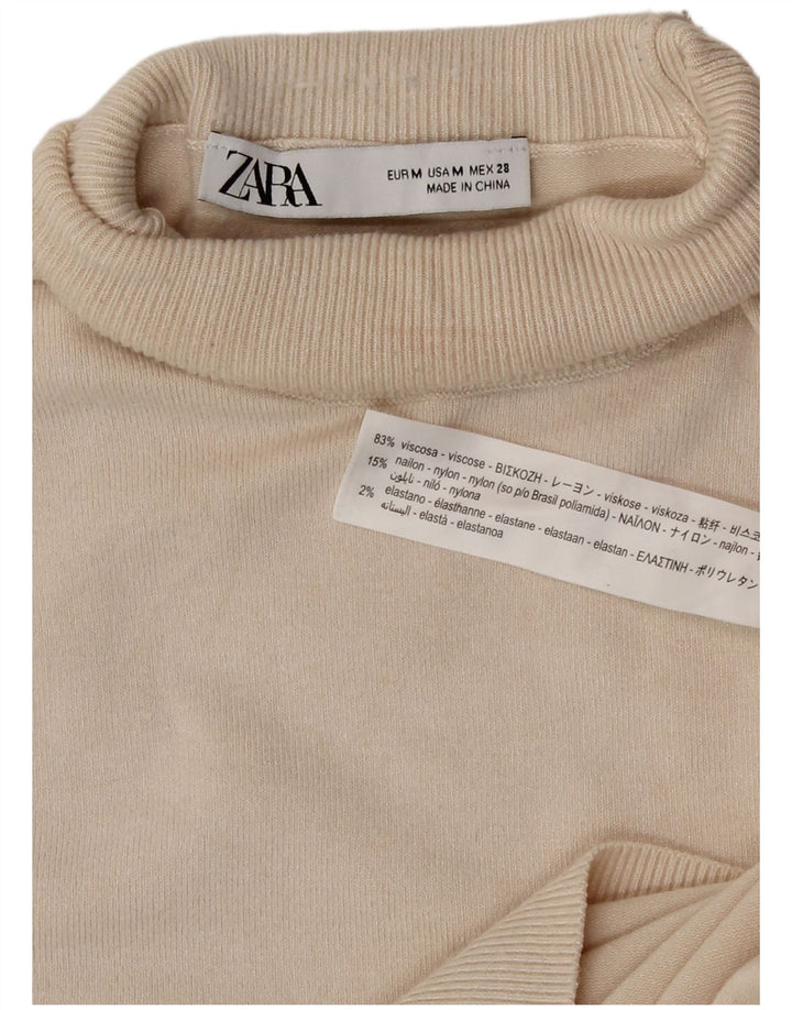 Damski sweter z wywijanym dekoltem Zara UK 12 Średni złamanej bieli, wiskoza