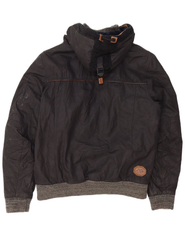 Męska kurtka wiatrówka bomber z kapturem Naketano UK 42 XL, czarna bawełna