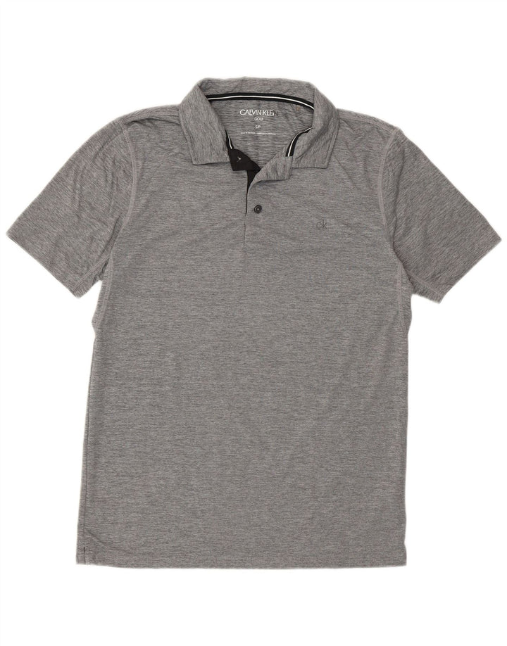Męska koszulka polo do golfa Calvin Klein, mała, szara, nakrapiana, poliester