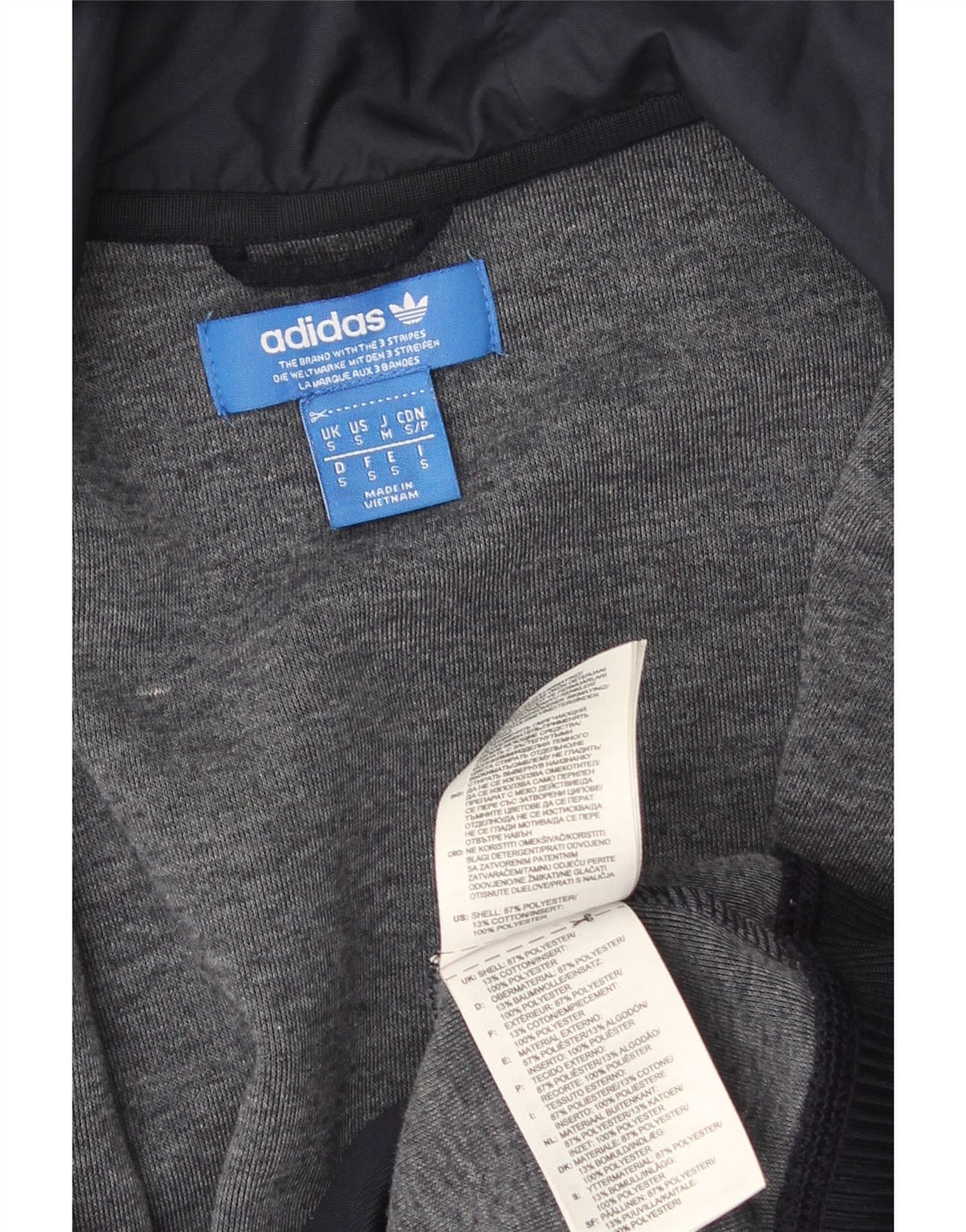 Adidas Męski sweter z kapturem i zamkiem błyskawicznym, mały granatowy poliester
