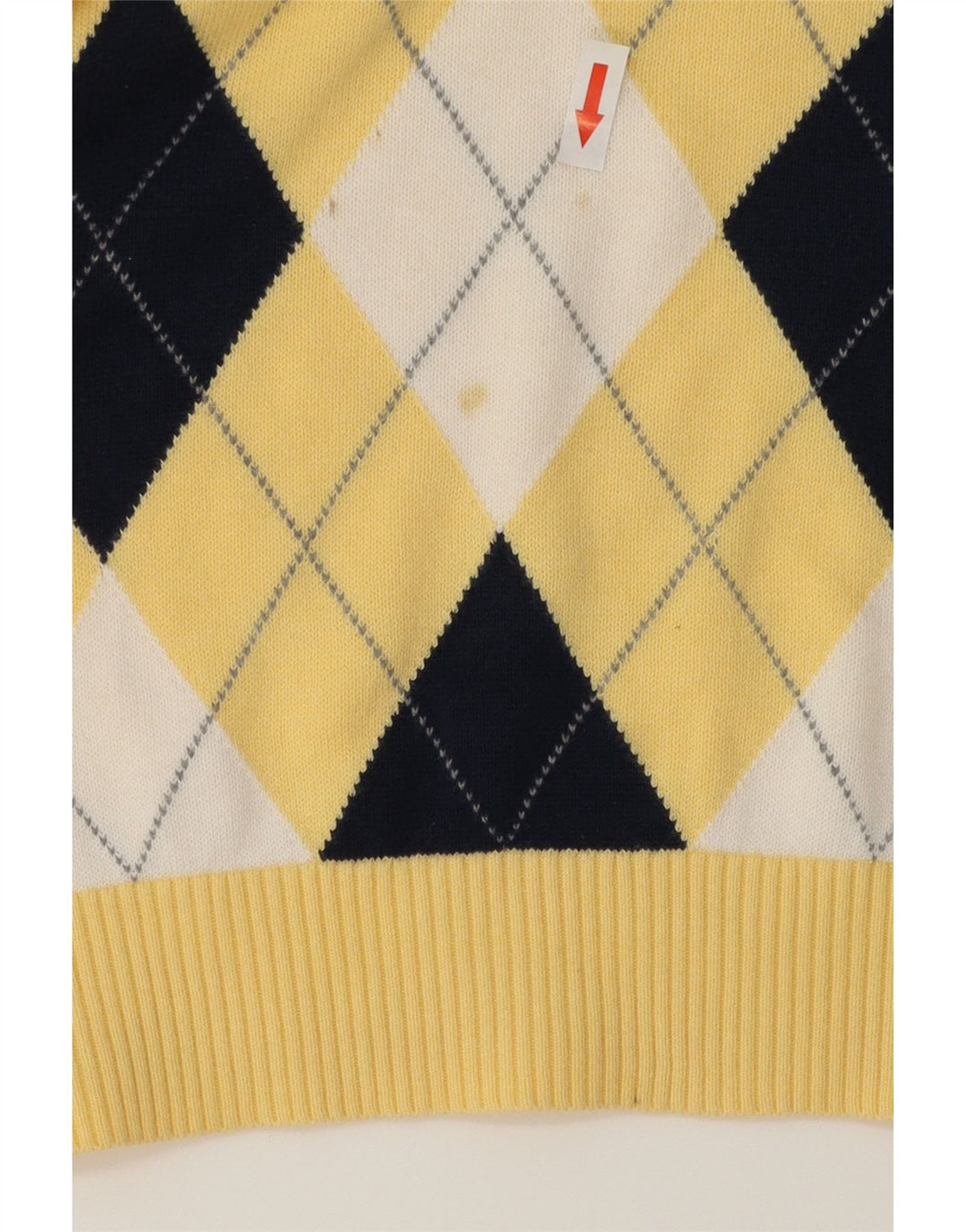 TOMMY HILFIGER Męski sweter z dekoltem w kształcie litery V, duży, żółty Argyle/Diament