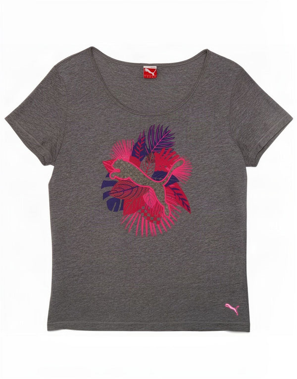 Puma Womens Graphic T-Shirt Top UK 12 Medium Grey