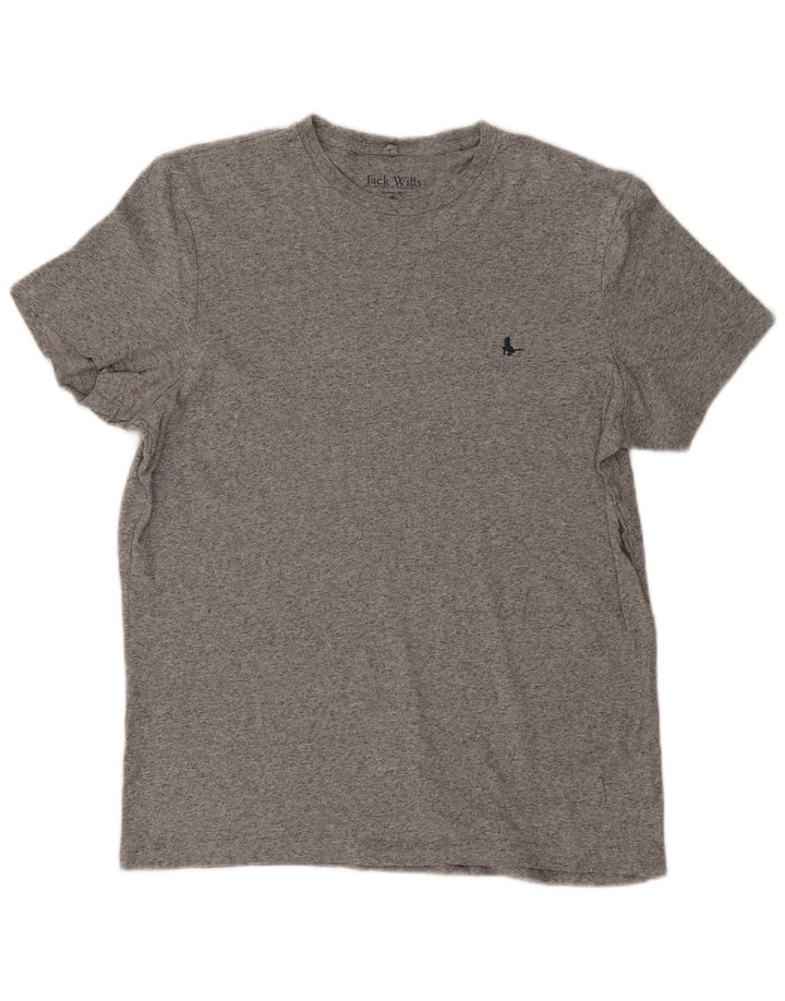T-shirt męski Jack Wills o klasycznym kroju, średnioszary, bawełniany