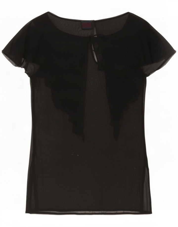 Damska bluzka oversize C'EST COMMECA Top UK 10 Small, czarna wiskoza