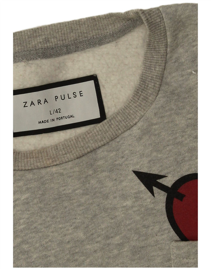Męski sweter Zara, duże, szare, nakrapiane serce